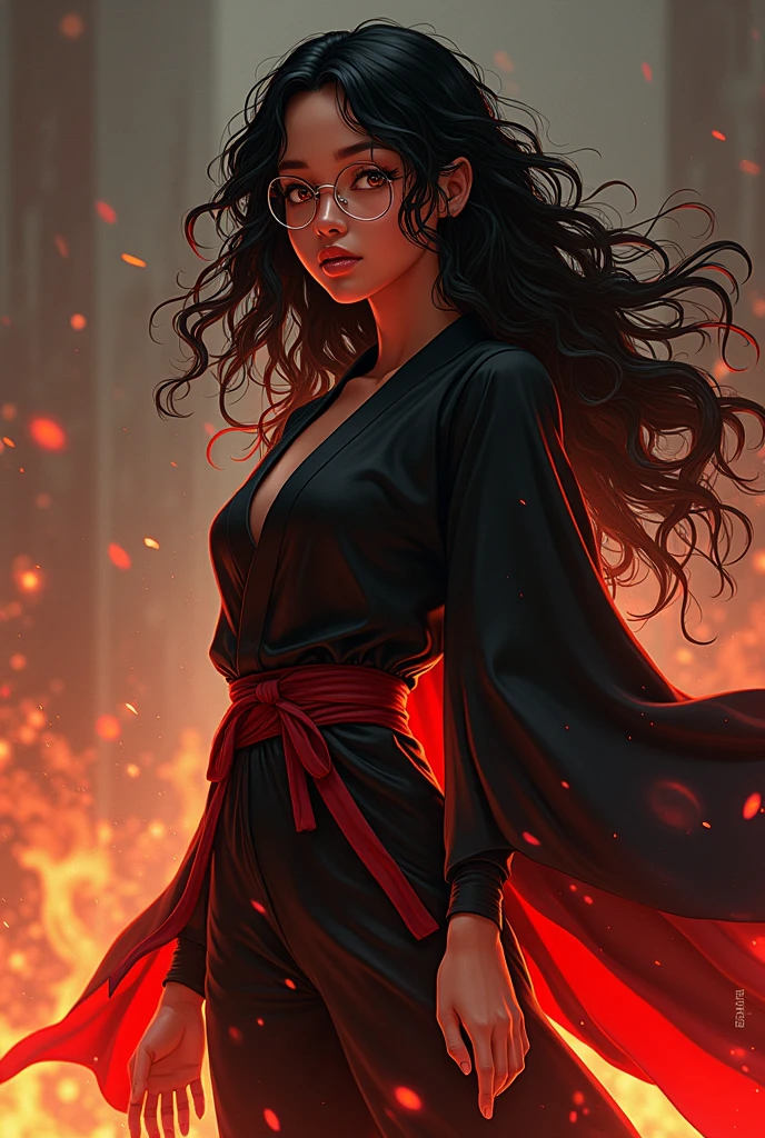 Name: Levi Athan: Female
Height: 5'5
Nationality: Caribbean/Japanese
Occupation: Demon-Slayer
Breathing Style: Water Breathing and Blood Breathing
Appearance: long curly black hair + black eyes (Eyes turn gold when using blood breathing) + full pink lips + small, soft breasts + thin waist + thick thighs + nice ass + tone + flat stomach + slightly muscular + soft, golden brown skin
Likes/Dislikes: (Likes: sweets, sleeping, food, cuddles, scary and cute things) (Dislikes: shouting, waking up early, alcohol, bright lights, loud noises)
Personality: shy + kind + when drunk bold + when mad cusses alot
Other: has photosensitivity (sometimes wear round frameless glasses) + weak alcohol tolerance + golden blood (infused with sunlight so dangerous to demons)
Outfit: female demon slayer uniform with a black haori that ombres into red