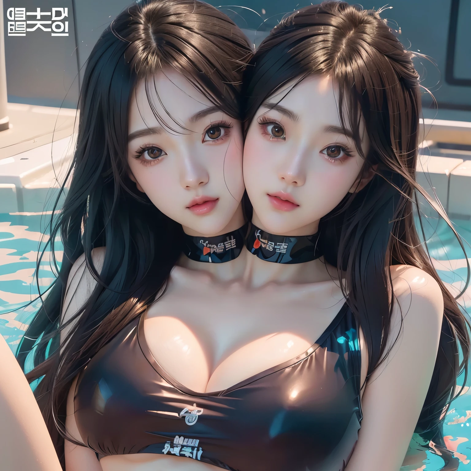 (2heads:1.2), koreangirls, anime girl in a swim ring with a friend, digital anime illustration, artwork in the style of guweiz, glossy digital painting, digital cartoon painting art, cartoon digital painting, kawaii realistic portrait, loish art style, lofi portrait, anime styled digital art, digital art ilya kuvshinov, realistic anime art style, detailed digital anime art, digital anime art
