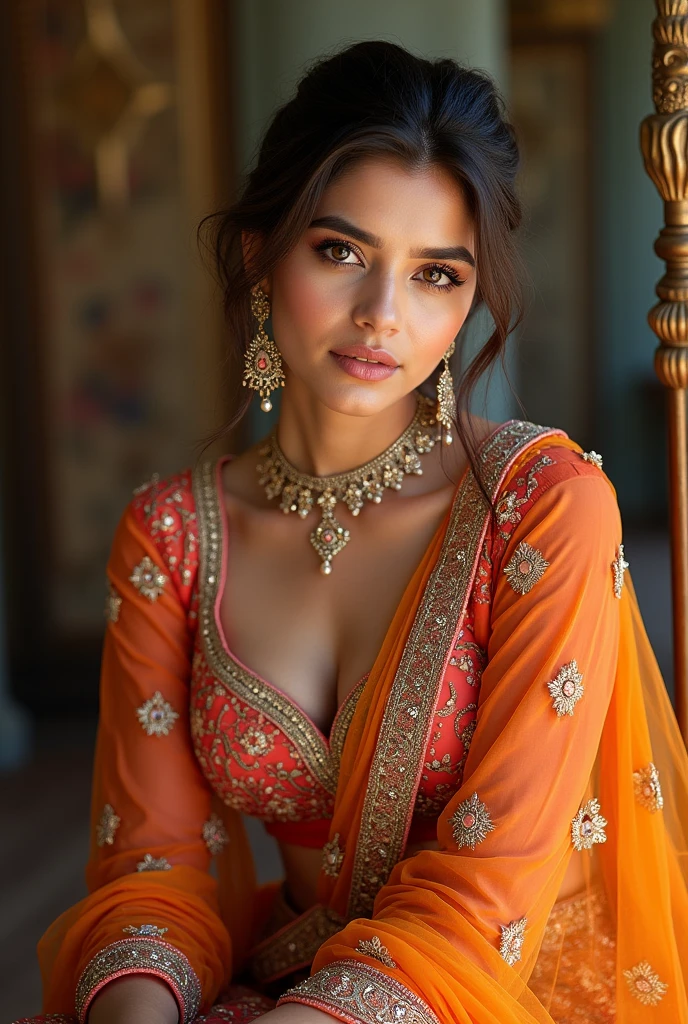 Anushka sharma sit with lengha
