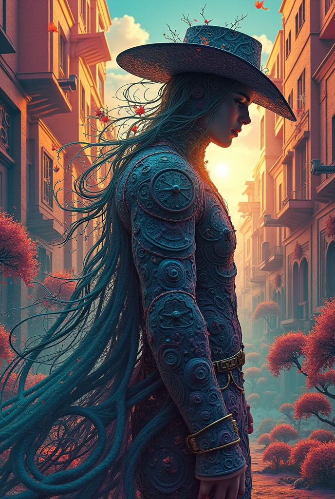 Official art, unity 8k wallpaper, Super detailed, beautifully、aesthetic, masterpiece, Highest quality, (zenTangle, And Mandalas, Tangle, enTangle), (Fractal Art:1.3) , One person, Very detailed, Dynamic Angle, Cowboy Shot, The most beautiful form of chaos, elegant, Brutalist design, Bright colors, Romanticism, James Jean, Robbie Dowie Anton, Ross Tran, frances