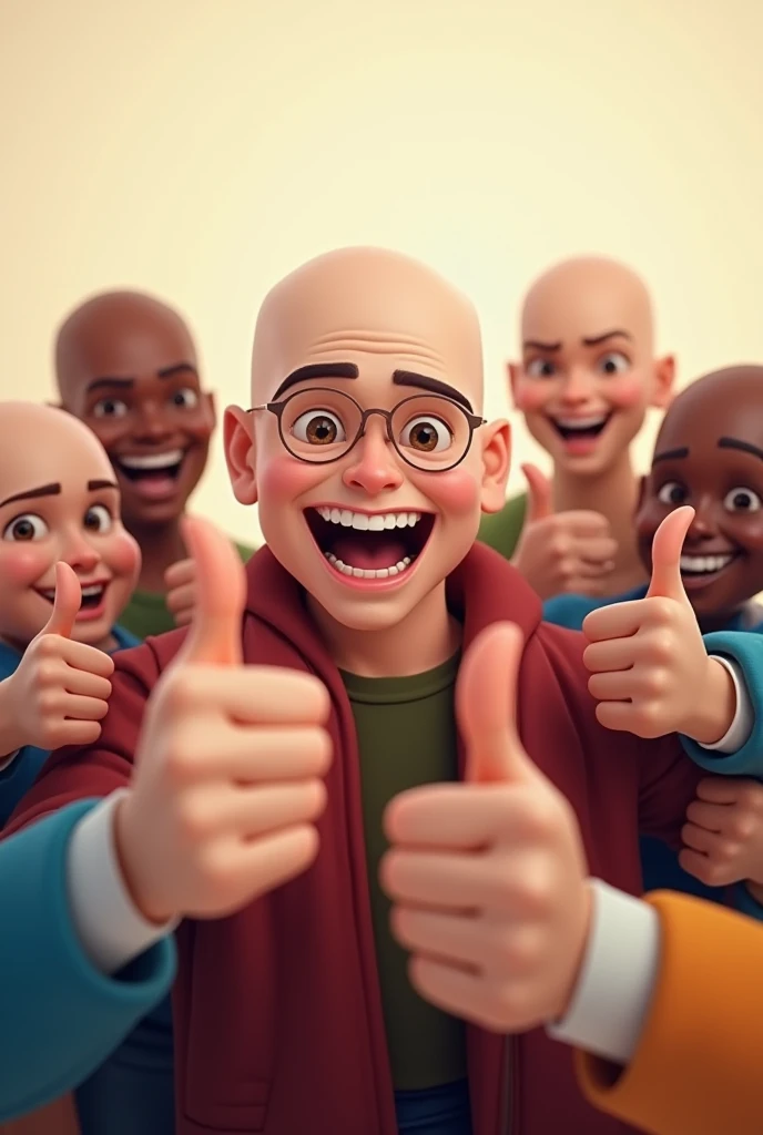 bald people give thumbs up