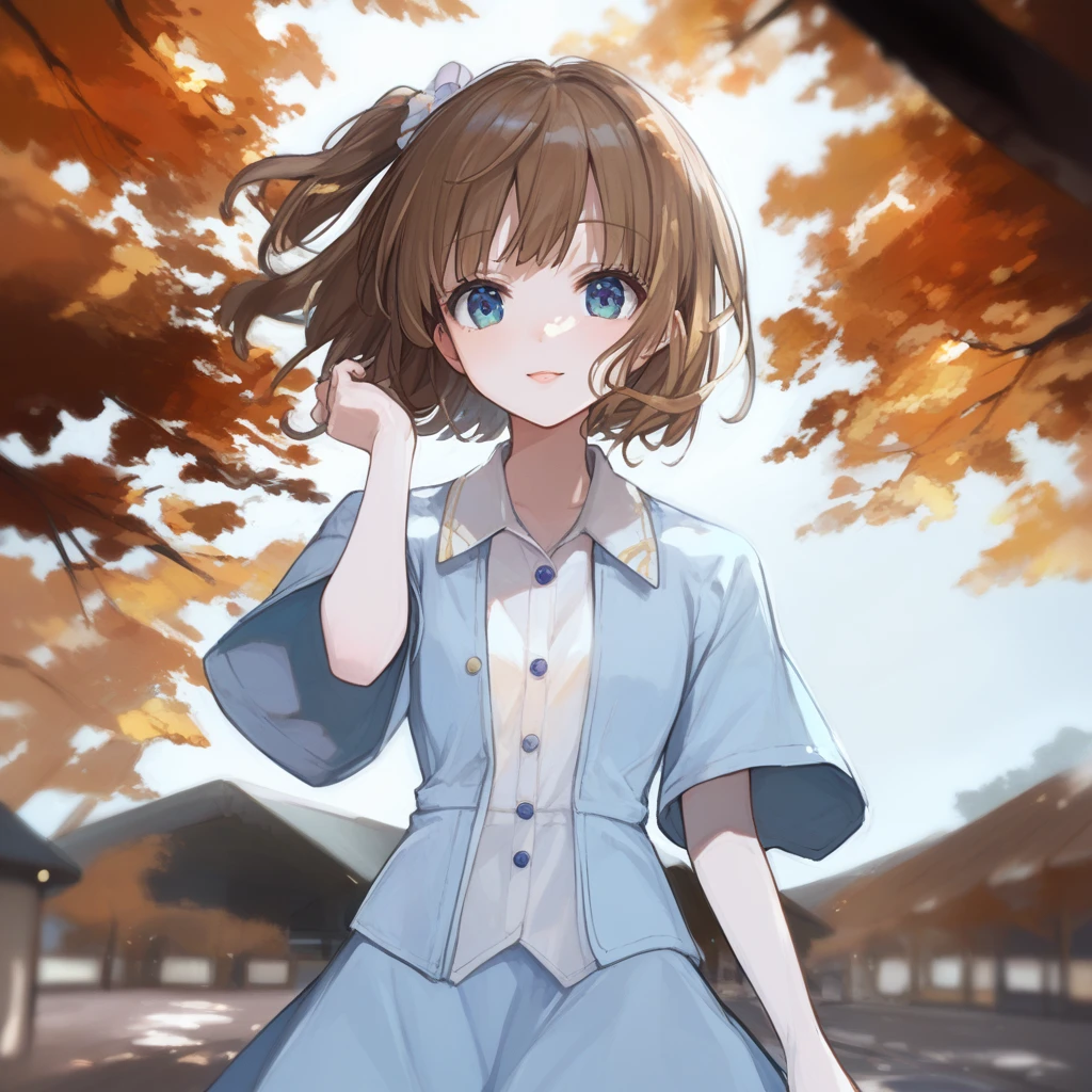 anime girl in a blue dress and white shirt female protagonist 👀 :8, sayori, painted in anime painter studio, made with anime painter studio, young anime girl, chihiro! fujisaki, (anime girl), portrait of an anime girl, anime portrait of shiina ringo, close up of lain iwakura
