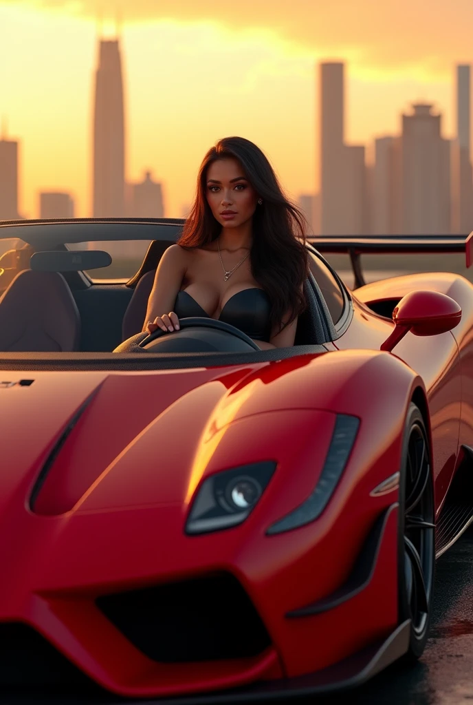 Red car with Miya khalifa 