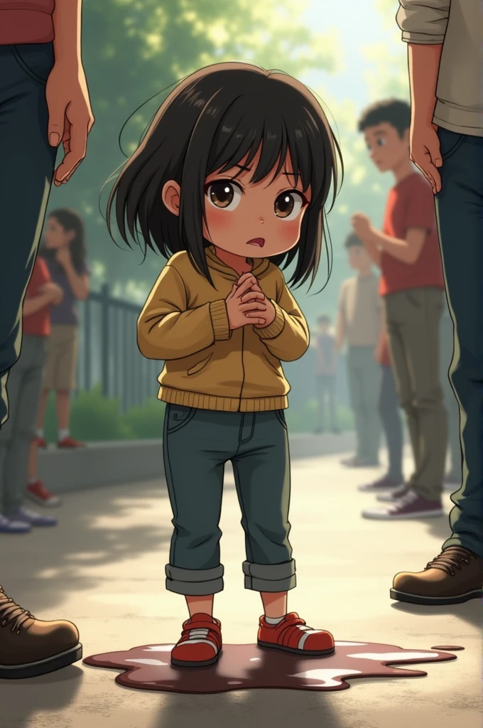 Girl peeing pants 