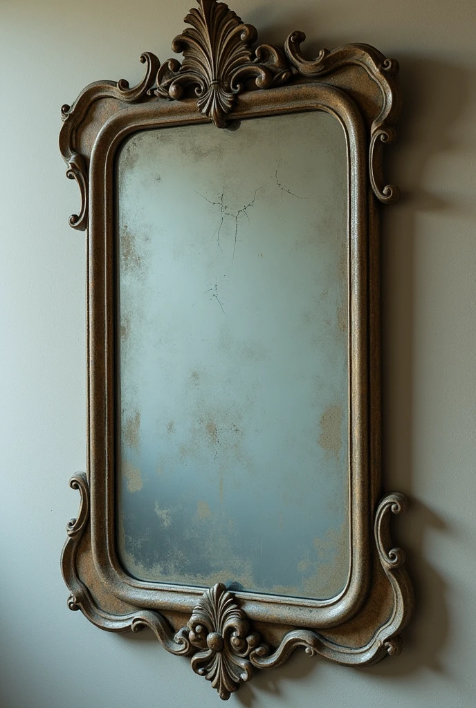 Make a dusty mirror  hanging on wall 
