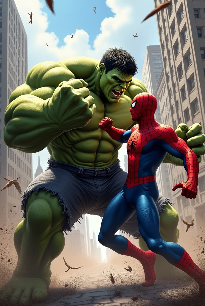 Hulk punching siperman