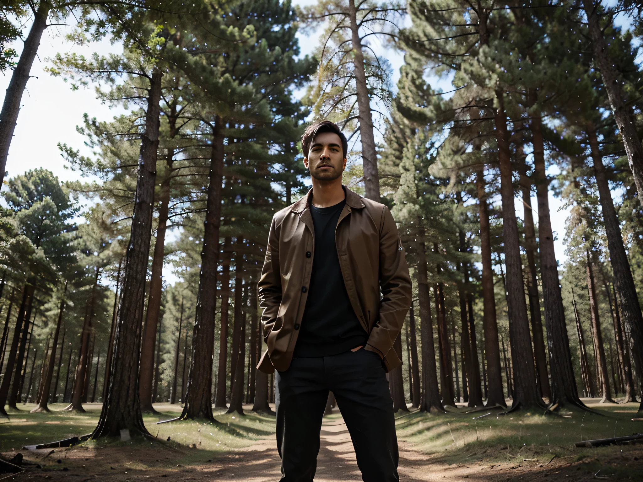 A man with some trees