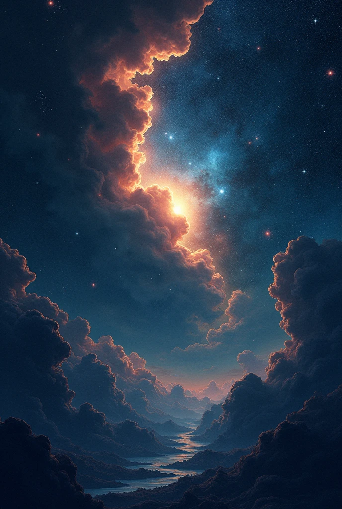 Aesthetic picture of sky, stars, universe's natural splendor with dark colours.