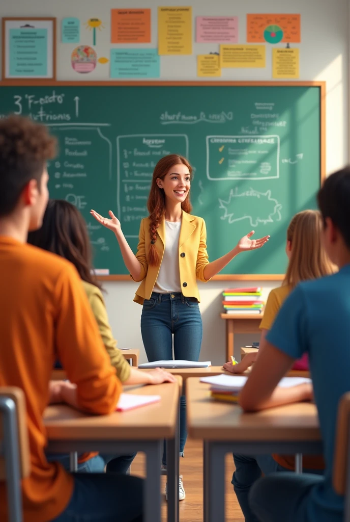 A classroom where teacher is indulge in language communication with students