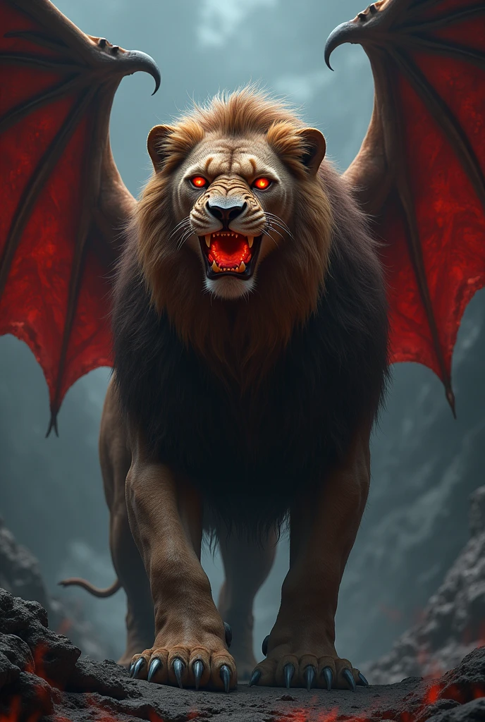 Lion and devil eyes wings