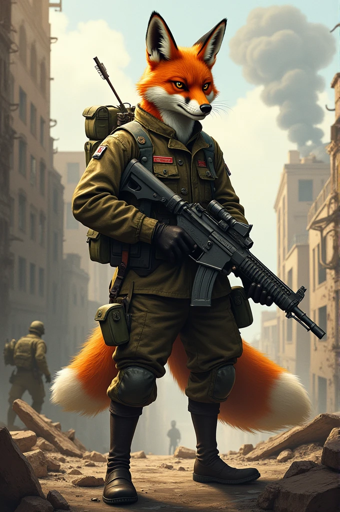 You can make a soldier that is a red fox carrying a gun