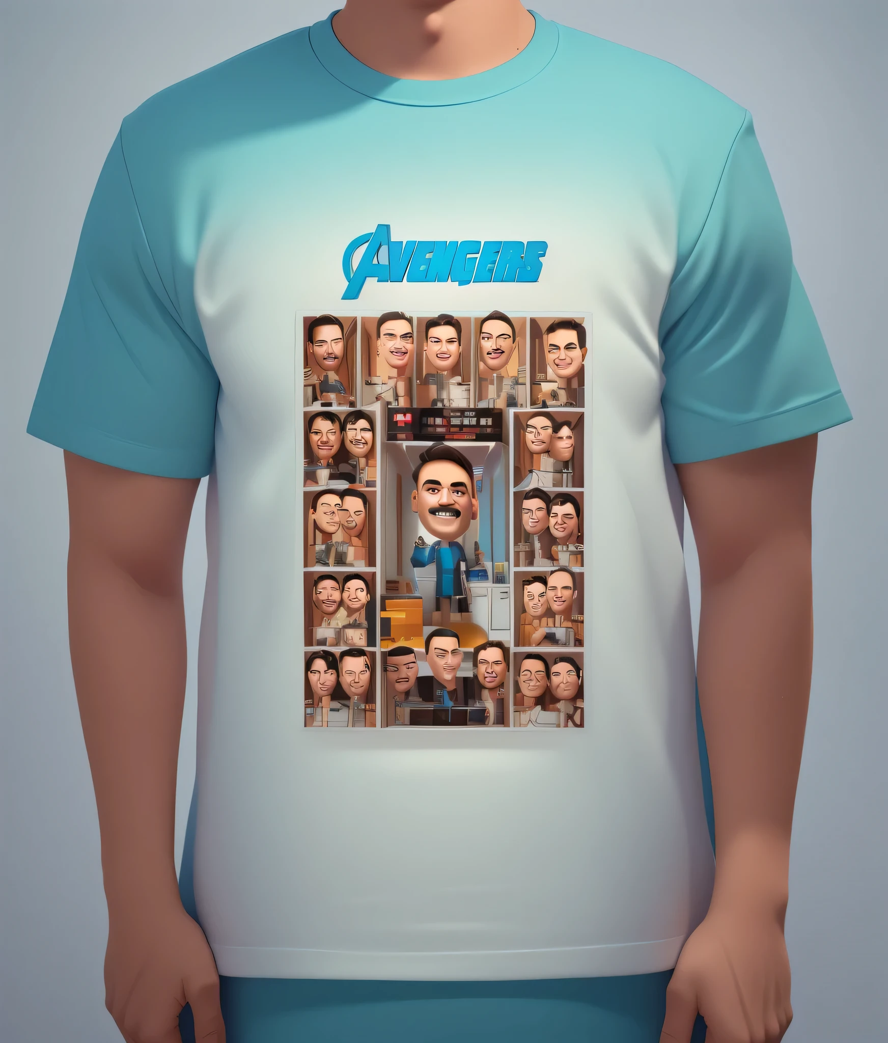 T-shirt screen printing design, attractive and good design, 3d Cartoon caricature, a close up of a man, potrait, 3D render, 3D Cartoon, big head, cartoonish look, high resolution, super detail, soft lighting