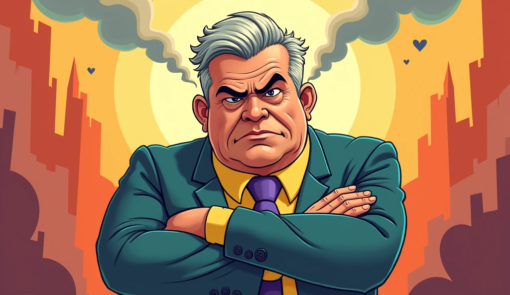 A stubborn man, parody. Cartoon