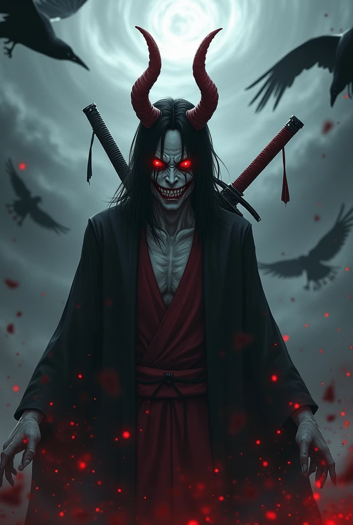 Itachi uchiha devil form and crows back side katana