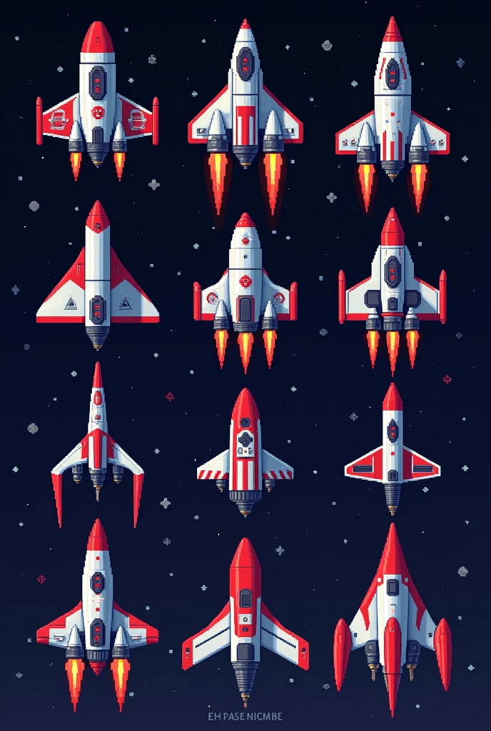 draw 2D pixel spaceship parts