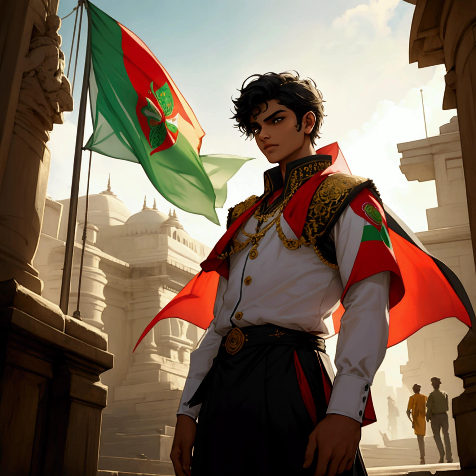 boy with bangladeshi flags