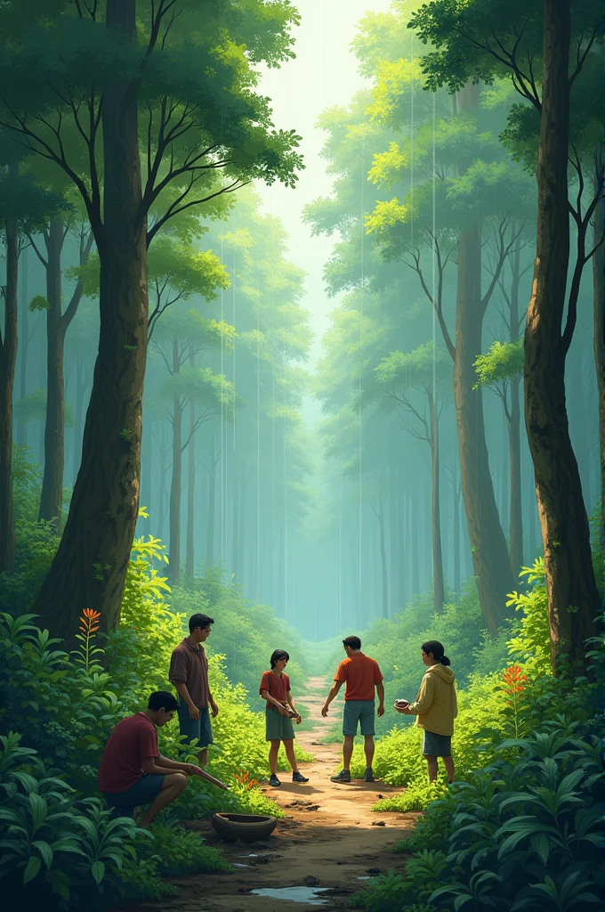 When the rain stopped, they saw that their beloved forest had changed a little. But by working together, they made their forest healthy and beautiful again.