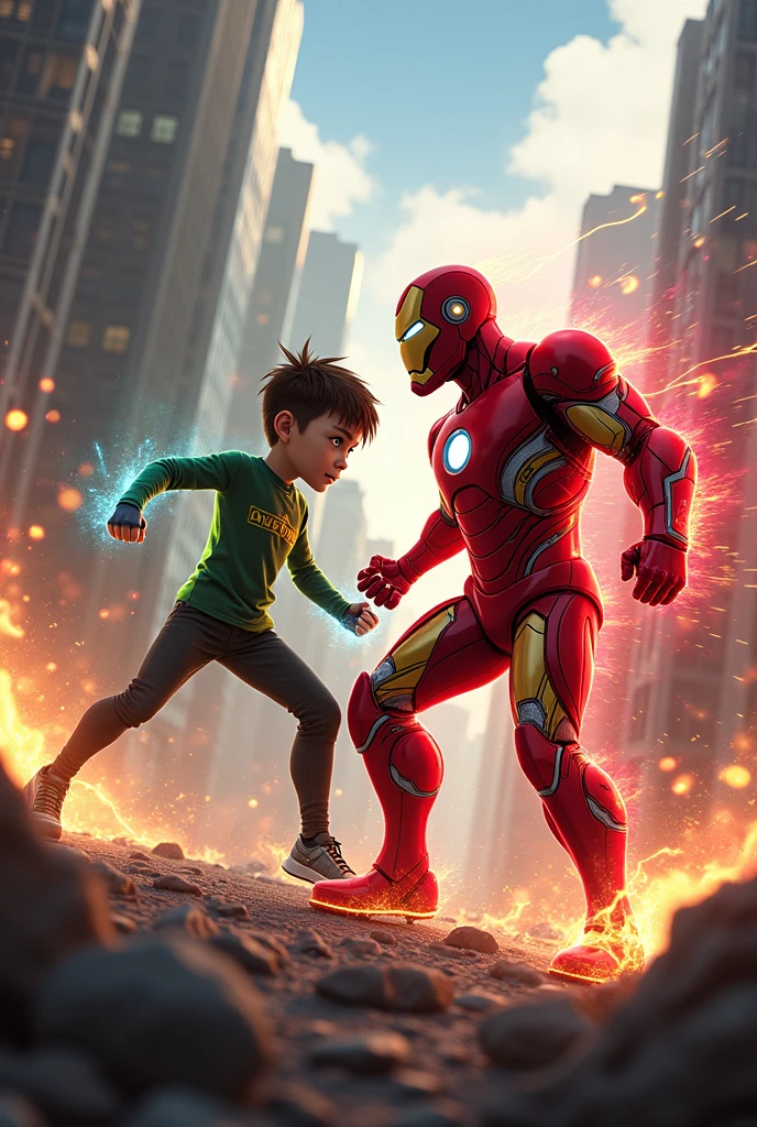 Ben 10 fight with iron man and flash