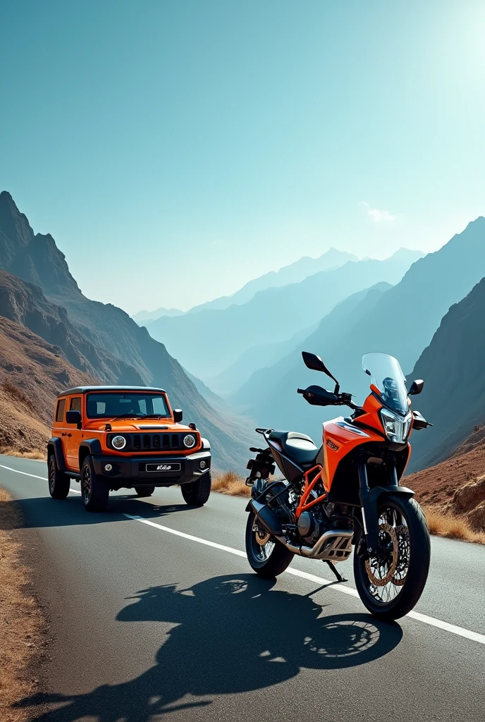 KTM 390 adventure and Thar tow vehicle picture world most stylish and attractive in one picture wallpaper format