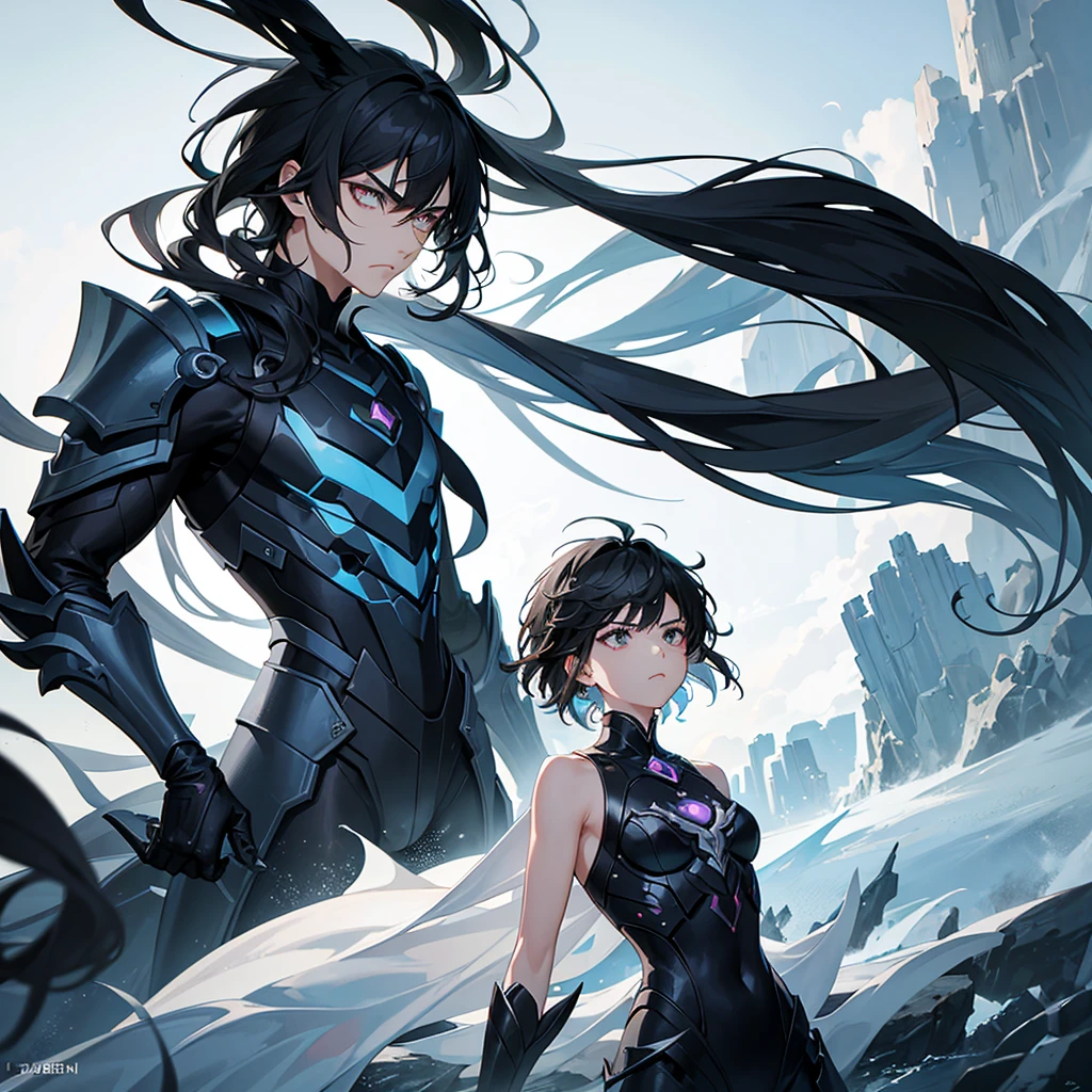 "Create an animated display picture featuring a fierce and dangerous 20 year old mualim boy with an intense, angry expression. Despite his tough exterior, there's a subtle hint of care in his eyes. he stands confidently on a bed of clouds, with the sky around her looking stormy and dramatic, reflecting her powerful and complex nature. The boy's pose should convey both strength and a sense of protectiveness, blending these contrasting emotions into a single, striking image."