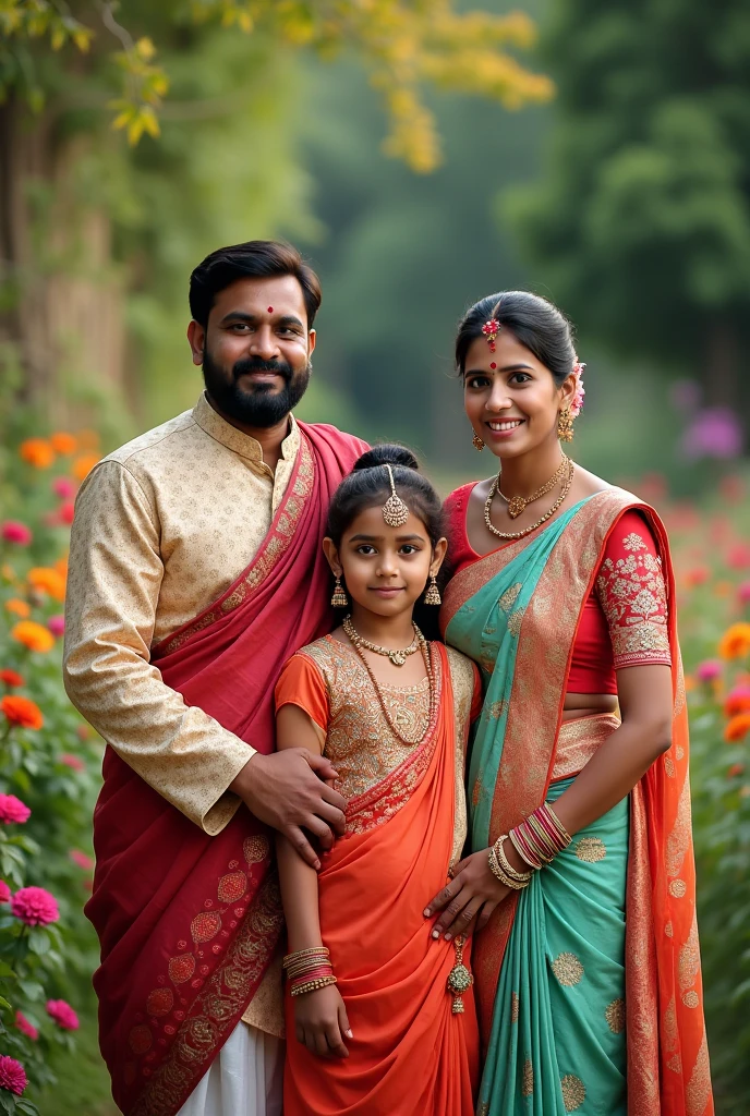 Indian 4 members family photo