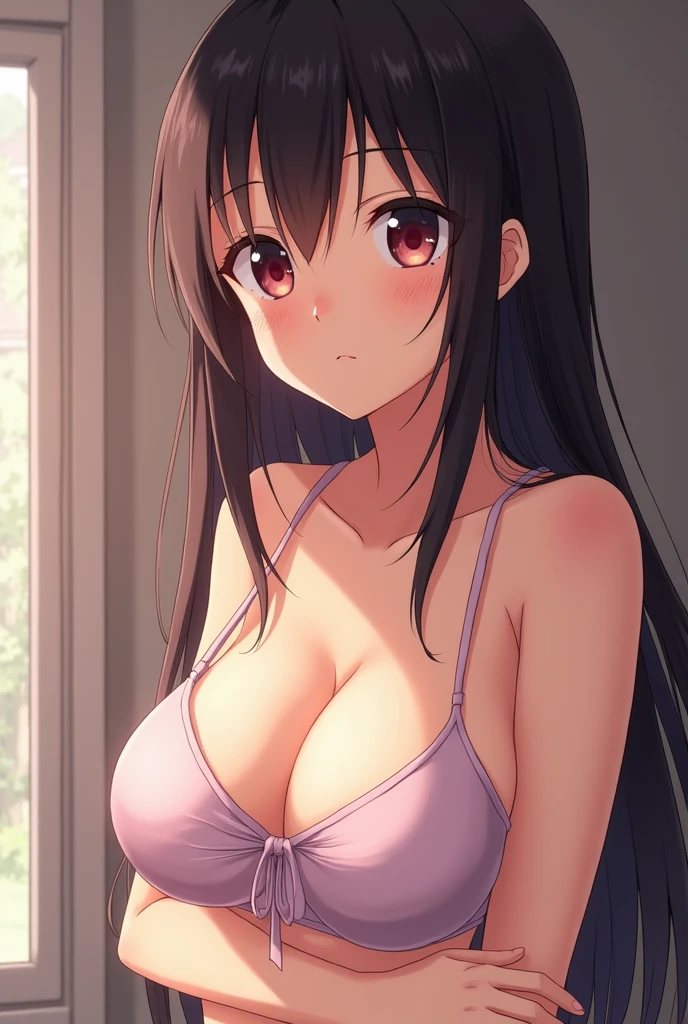 A sexy anime girl masturbation , nfsw, showing breasts, exposing breasts, beautiful nipple, erotic, horny topless, no-bra