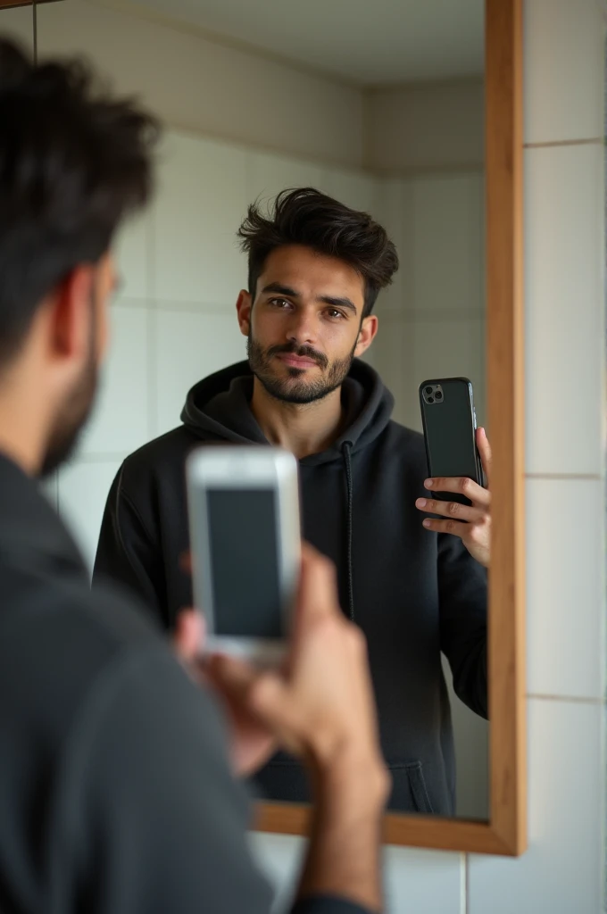 A man mirror selfie with I phone