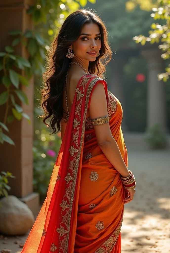 Anushka sharma wearing saree with big ass