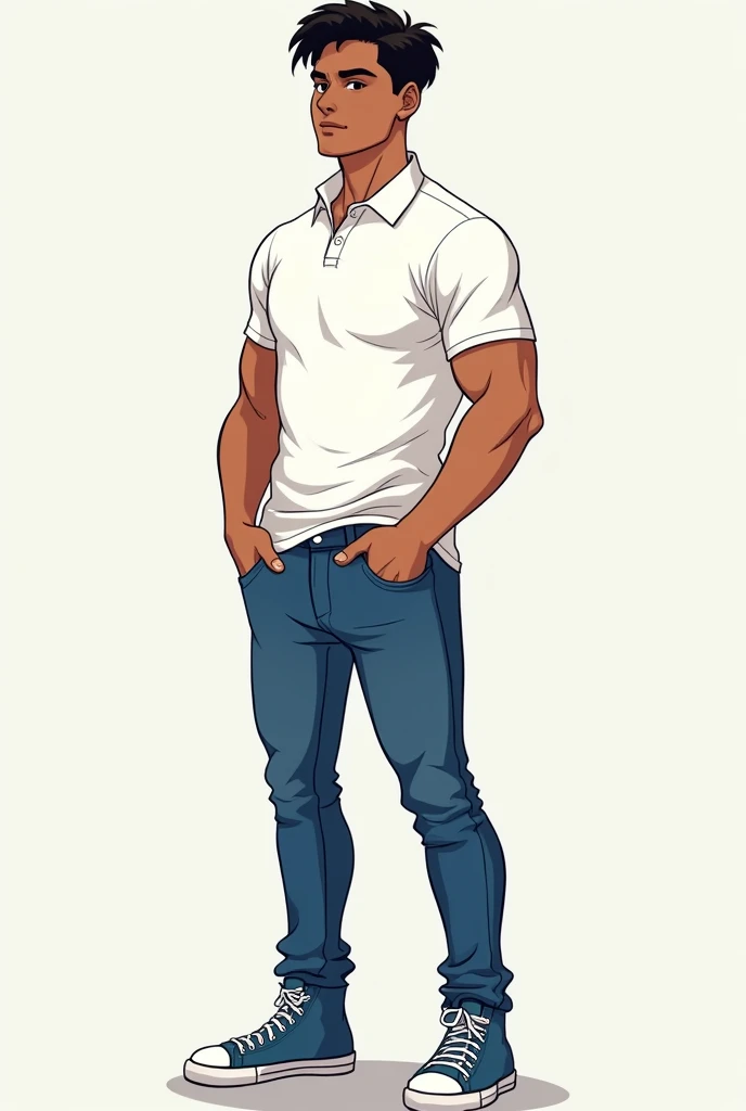 • 19yo
• Male
• 5,11 (claims to be 6 foot) not so skinny not so athletic build
• Masculine features
• Black hair
• Brown eyes
• Skin towards the darker tone
• Clothing style comprises white polo shirts with jeans (mostly blue) and converse (blue)
• Interested in music, sports , games
• Loves to talk about himself, Kinda narcissistic
• Barely listens
• Healthy
• Being mean is his love language (kinda) , Caring (optional)
• Shows no emotional but is a wuss