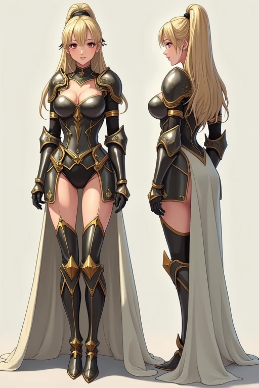 ((Big Tits))、Full Body、Standing、((knight、beautiful girl))((masterpiece))、(((Highest quality)))、(Character design sheet、Same character、front、back)、Anime characters