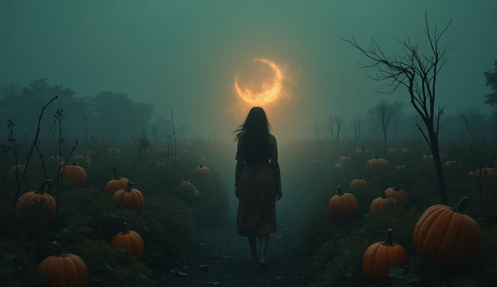 Here’s an idea for your YouTube horror story titled **"Adhuri Mohabbat" (Unfulfilled Love)**:
### **Title**: Adhuri Mohabbat I Horror Story I Scary Pumpkin
### **Plot Summary**:
- **Opening Scene**: A young woman named Meera is introduced, heartbroken and alone after her lover, Rohan, mysteriously disappeared on the night they planned to elope. Meera’s village is known for strange occurrences, and the locals believe in an old legend about a haunted pumpkin field.
- **The Legend**: The story shifts to the legend of the pumpkin field. It’s said that the field is cursed by the spirit of a bride who was abandoned on her wedding day. Her unfulfilled love and anger transformed her into a vengeful spirit who haunts the field. Every year, on the night of the full moon, she claims the life of a young man who enters the field.
- **The Encounter**: Meera, desperate to find Rohan, ignores the warnings and enters the cursed field, driven by an eerie voice that sounds like Rohan’s. As she walks deeper into the field, she discovers a single, unusually large pumpkin that seems to pulse with life. The pumpkin begins to glow, and Meera sees visions of Rohan inside it, trapped and pleading for help.
- **The Horror**: The pumpkin suddenly bursts open, revealing the decayed body of Rohan. The spirit of the vengeful bride emerges, revealing that she has taken Rohan’s soul as her own. The spirit tells Meera that Rohan’s love for her was strong enough to break the curse, but he was too late. The only way to free his soul is for Meera to offer her life in exchange.
- **Climax**: Torn between love and survival, Meera faces the ultimate choice. In a tense moment, she chooses to sacrifice herself, and as she does, the spirit of the bride is appeased, and both she and Rohan are finally freed. The cursed field suddenly becomes a beautiful meadow, and Meera’s and Rohan’s spirits are seen walking away together, finally at peace.
- **Ending**: The scene shifts back to the present day, where