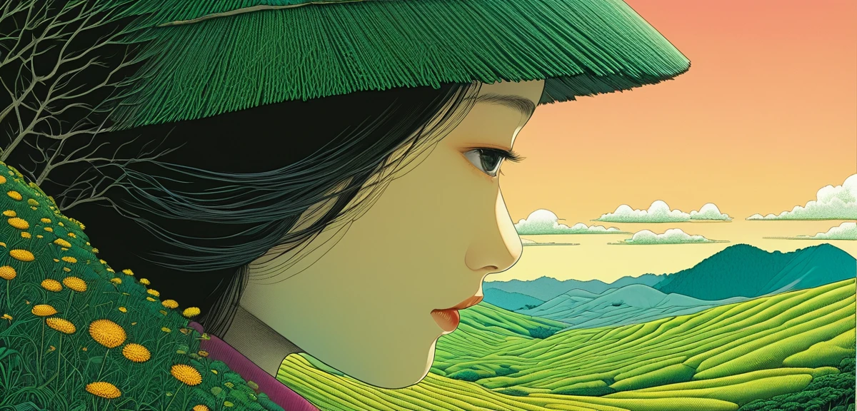 An illustration、art、Supervised by Junji Ito、Attention to detail, Realistic shadows、Analog Style, chromatic aberration, Surrealism、Landscape only