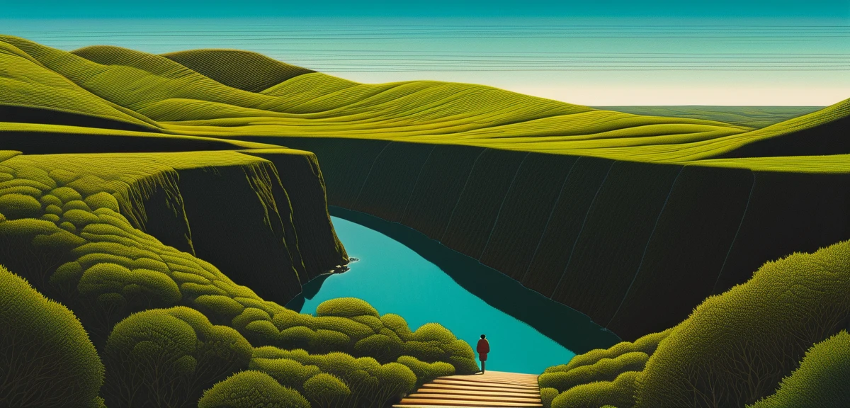 An illustration、art、Supervised by Junji Ito、Attention to detail, Realistic shadows、Analog Style, chromatic aberration, Surrealism、Landscape only