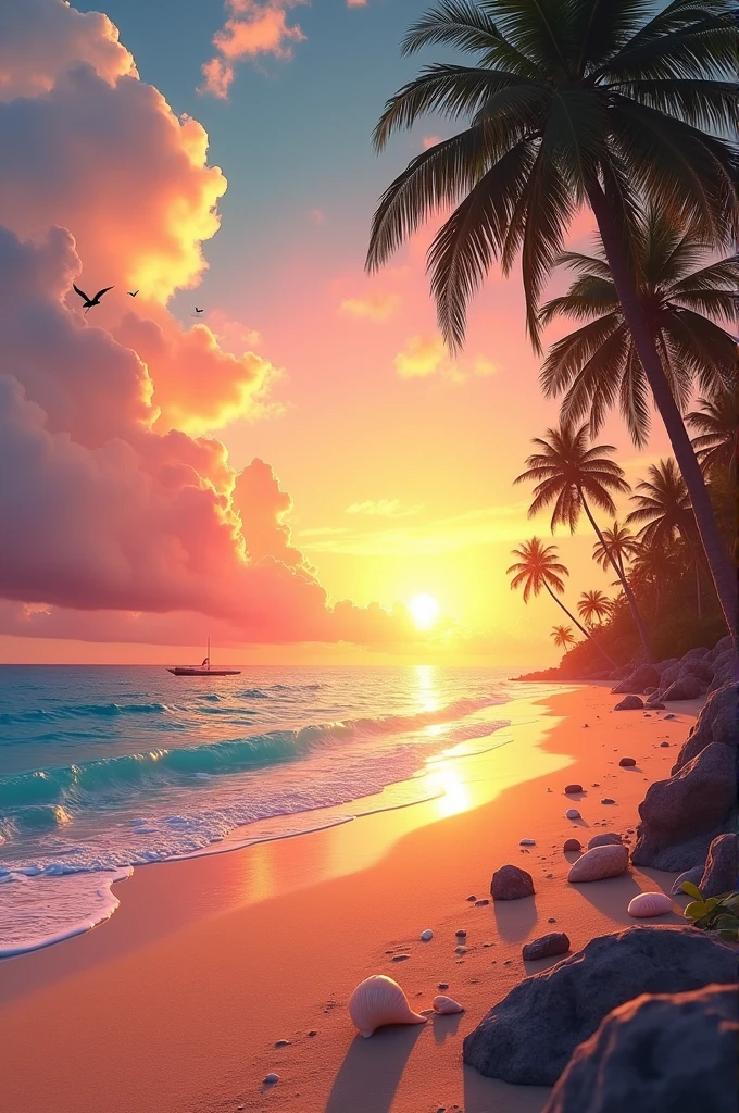 Create a sunset on the beach
