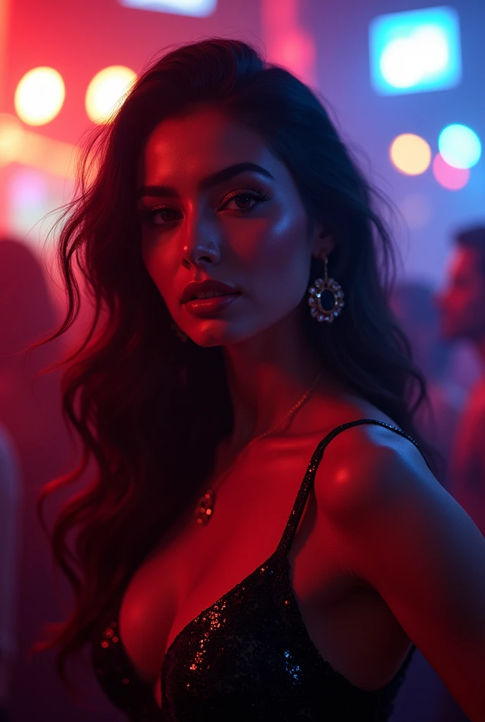 The same beautiful irani model posing in night disco