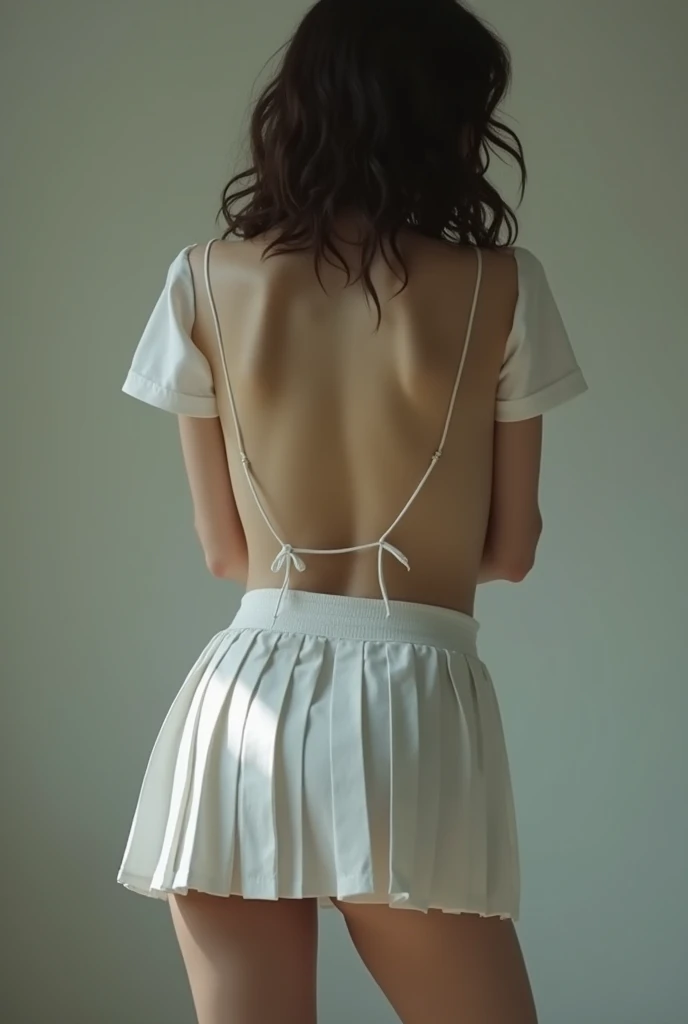 Best Quality, Masterpiece, Ultra High Resolution, (Realisticity: 1.4), Original Photo, 1Girl, Mature, nude, show butt hole, White JK Uniform, Film Lighting