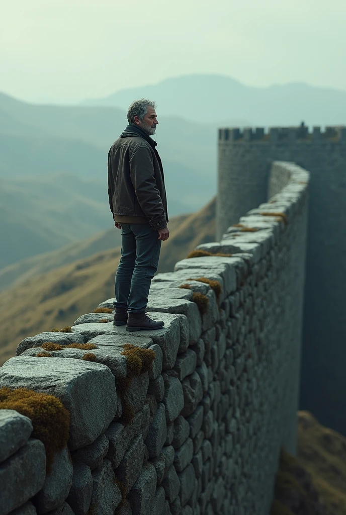 Man standing on a wall