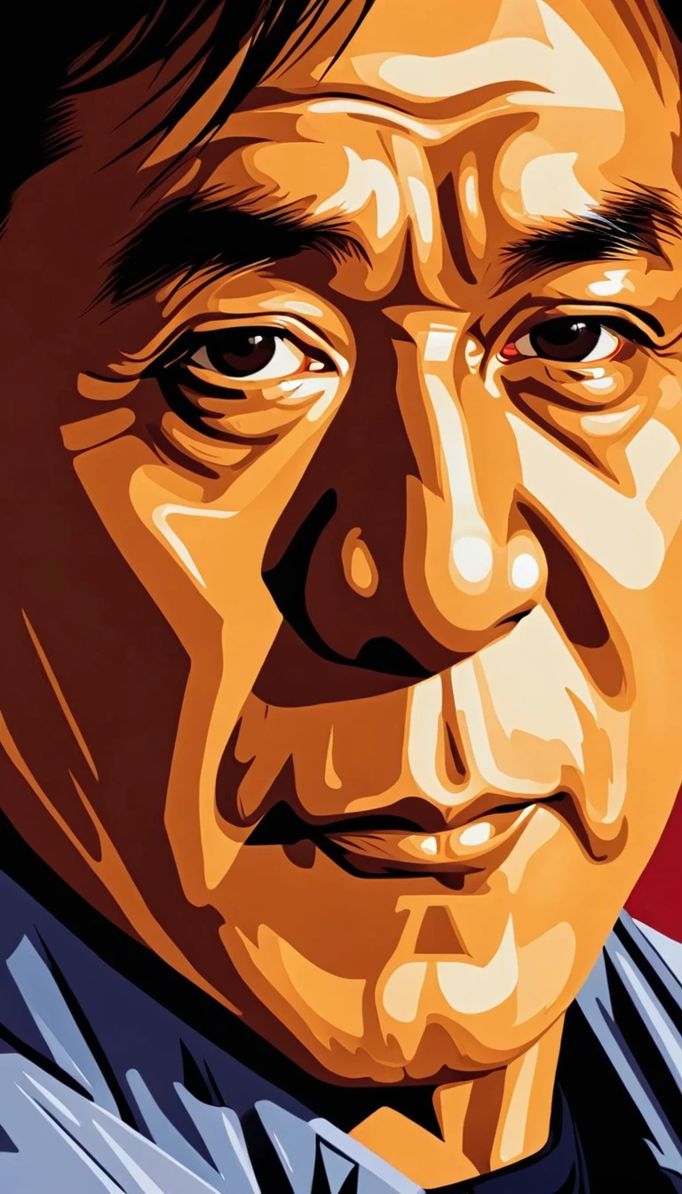 Vector Art, Vectorization, Jackie Chan , Vector Art, Close-up portrait, minimize, tone,