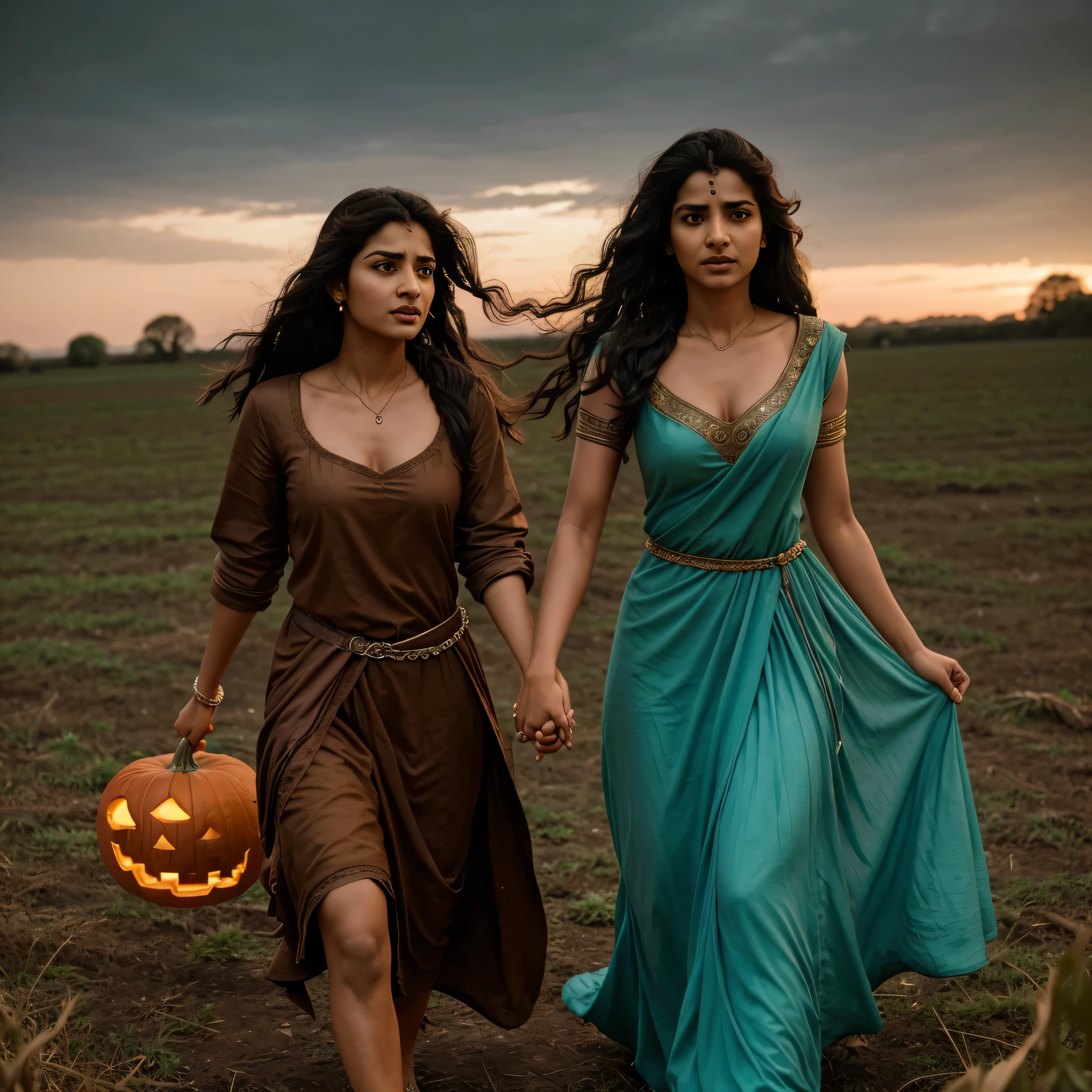 Here’s an idea for your YouTube horror story titled **"Adhuri Mohabbat" (Unfulfilled Love)**:
### **Title**: Adhuri Mohabbat I Horror Story I Scary Pumpkin
### **Plot Summary**:
- **Opening Scene**: A young woman named Meera is introduced, heartbroken and alone after her lover, Rohan, mysteriously disappeared on the night they planned to elope. Meera’s village is known for strange occurrences, and the locals believe in an old legend about a haunted pumpkin field.
- **The Legend**: The story shifts to the legend of the pumpkin field. It’s said that the field is cursed by the spirit of a bride who was abandoned on her wedding day. Her unfulfilled love and anger transformed her into a vengeful spirit who haunts the field. Every year, on the night of the full moon, she claims the life of a young man who enters the field.
- **The Encounter**: Meera, desperate to find Rohan, ignores the warnings and enters the cursed field, driven by an eerie voice that sounds like Rohan’s. As she walks deeper into the field, she discovers a single, unusually large pumpkin that seems to pulse with life. The pumpkin begins to glow, and Meera sees visions of Rohan inside it, trapped and pleading for help.
- **The Horror**: The pumpkin suddenly bursts open, revealing the decayed body of Rohan. The spirit of the vengeful bride emerges, revealing that she has taken Rohan’s soul as her own. The spirit tells Meera that Rohan’s love for her was strong enough to break the curse, but he was too late. The only way to free his soul is for Meera to offer her life in exchange.
- **Climax**: Torn between love and survival, Meera faces the ultimate choice. In a tense moment, she chooses to sacrifice herself, and as she does, the spirit of the bride is appeased, and both she and Rohan are finally freed. The cursed field suddenly becomes a beautiful meadow, and Meera’s and Rohan’s spirits are seen walking away together, finally at peace.
- **Ending**: The scene shifts back to the present day, where