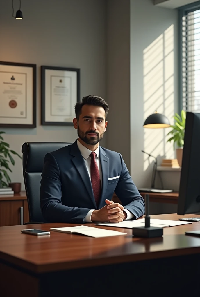 Office manager sit in his office
His name M.Bilal