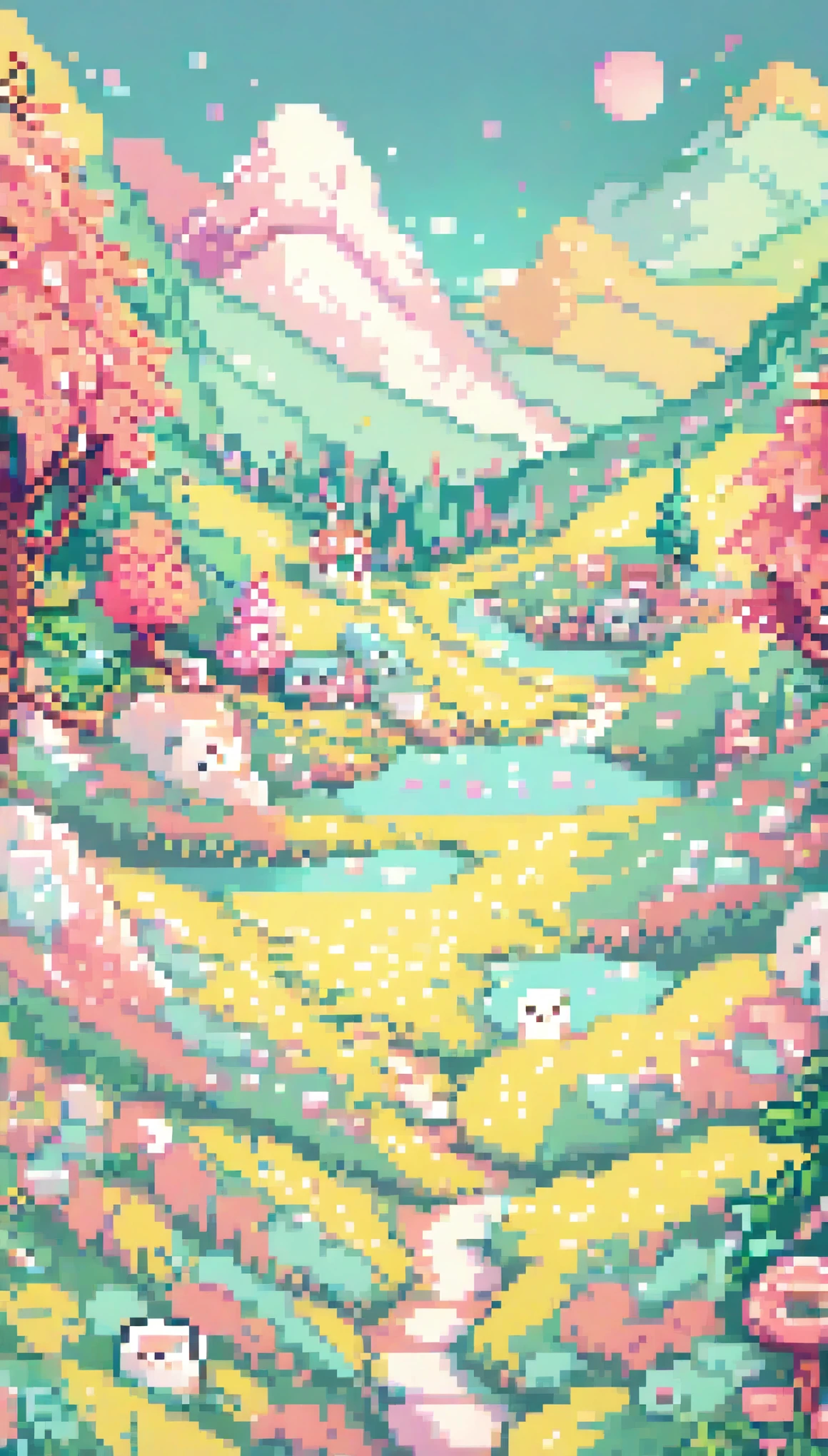 ultrawide landscape aesthetic,Marshmellow dreamland Colourful Pastel Aesthetic, No People No characters