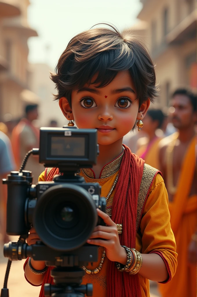 Make a image of Indian boy direct a movie