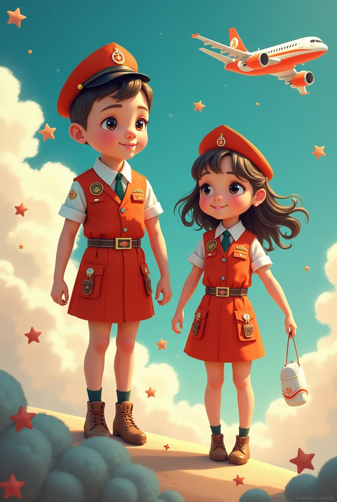Eudora airway uniform for flight attentand boy and girl not realky people