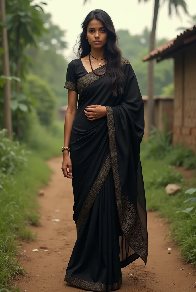 Indian girl desi dutifully vilege back rover black Shari long her