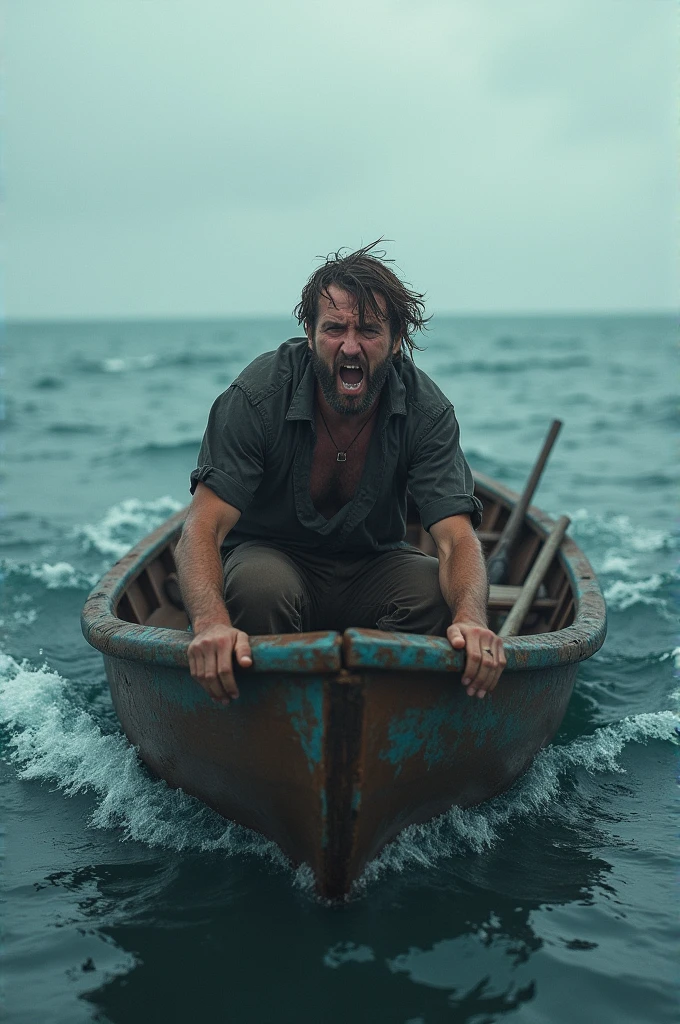 Man lost to the sea and shouted into the his small boat