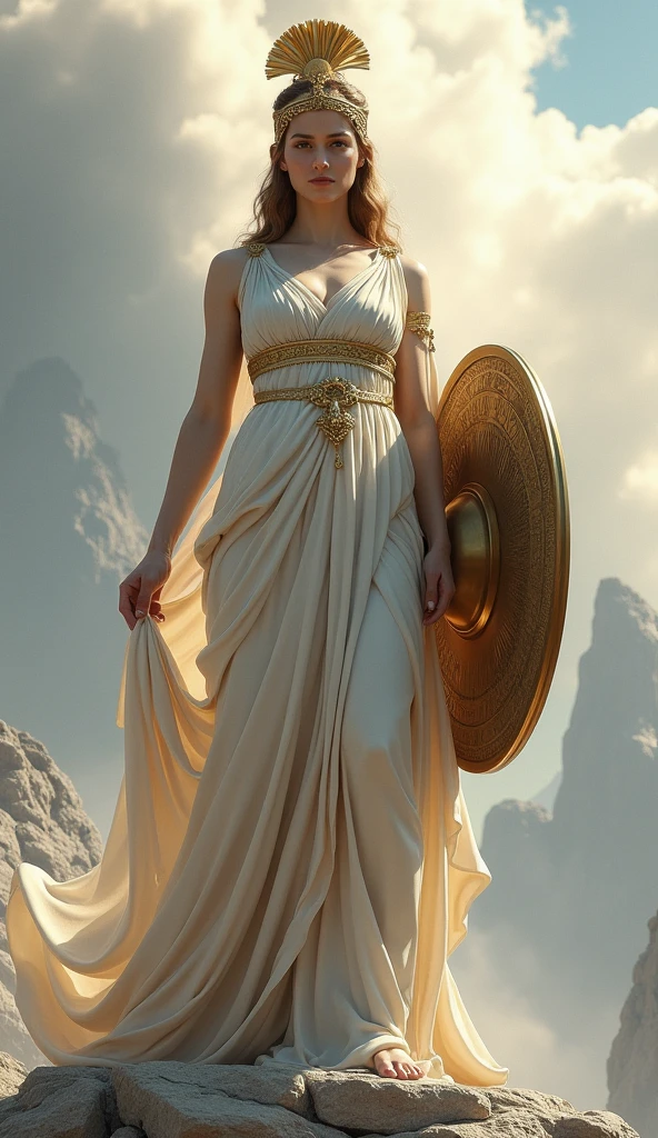 Athena, the beautiful virgin, whole body, Goddess of wisdom and war