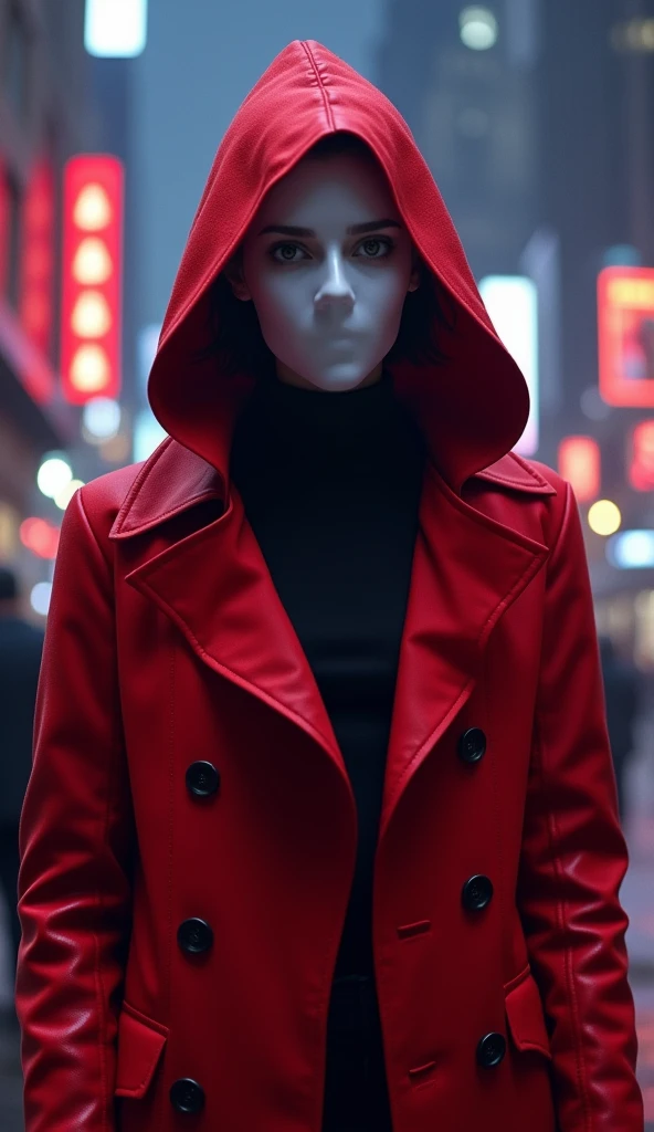 Beauty in red、White mask on the mouth、City of night