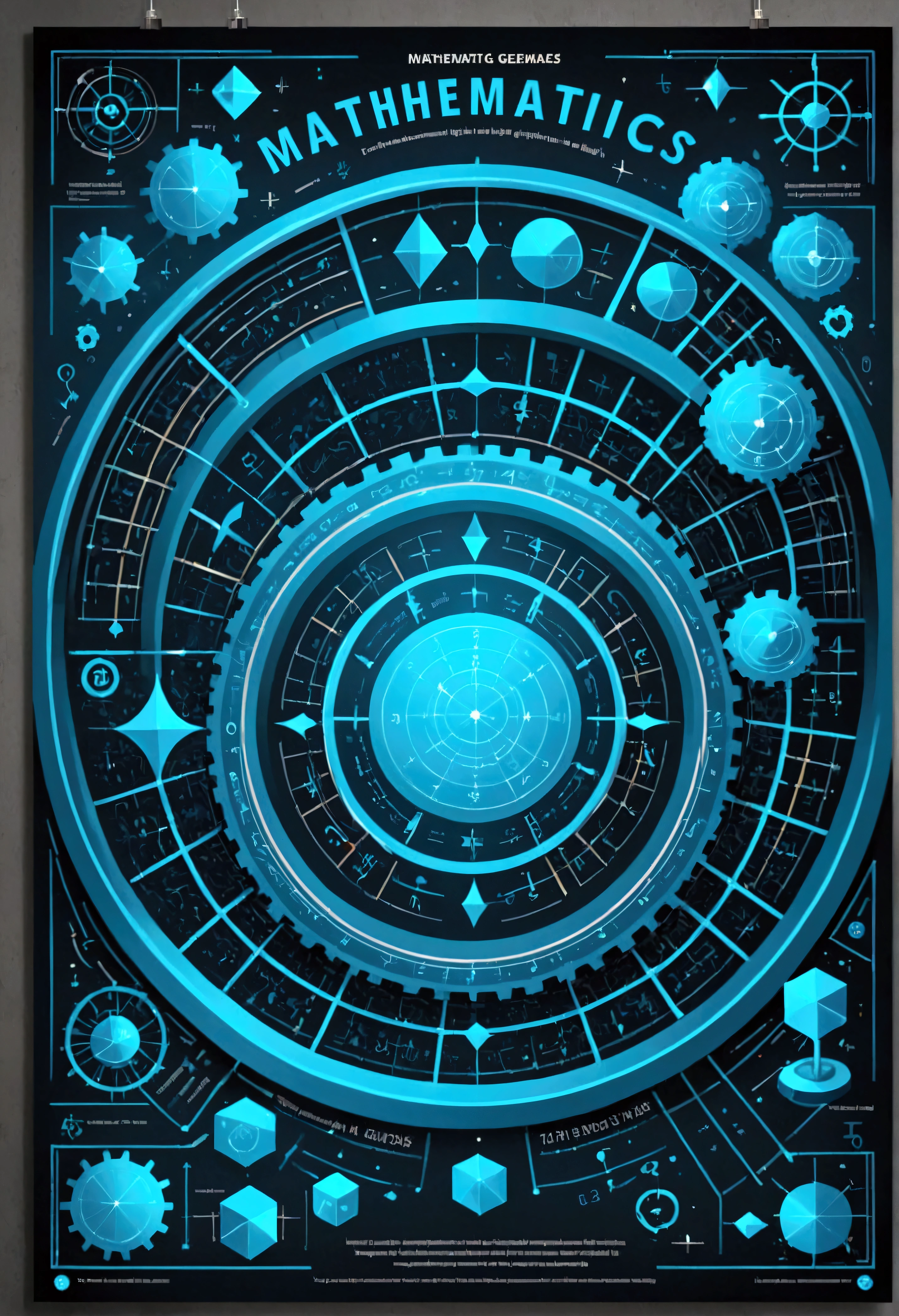 A poster portraying the theme "Mathematics gear towards digital generation " with wide range of mathematical infos and progressive maths