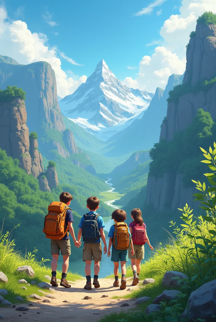 Two boys and two girls going for trecking