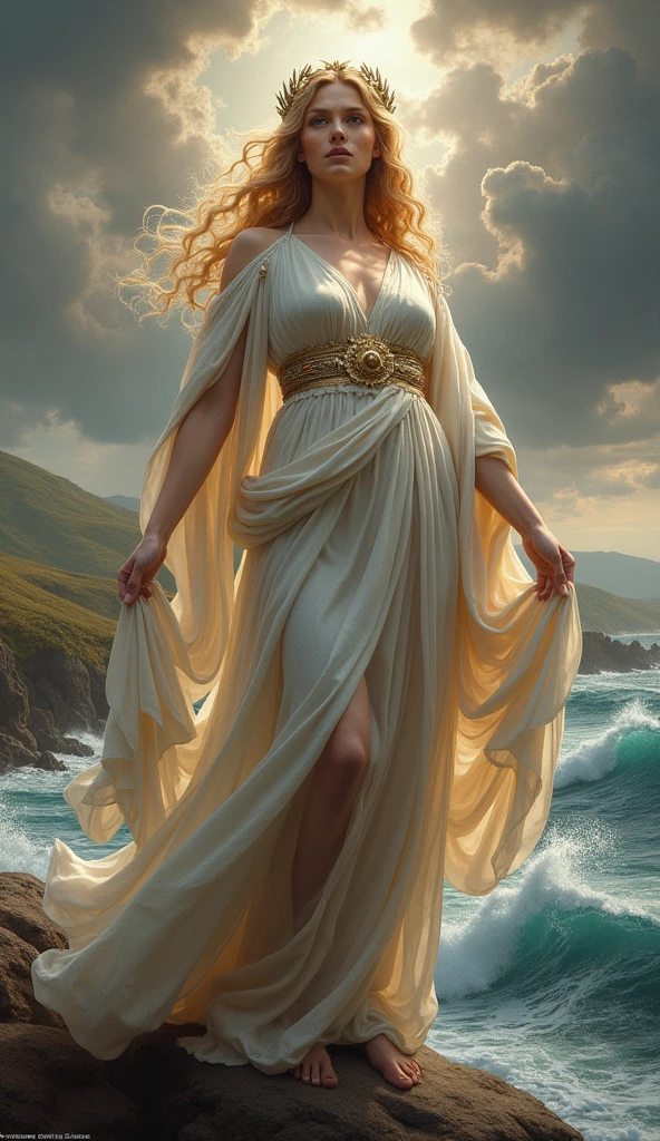 Very beautiful virgin Britannia, whole body, Goddess of the British Empire